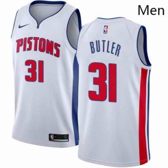 Mens Nike Detroit Pistons 31 Caron Butler Authentic White Home NBA Jersey Association Edition